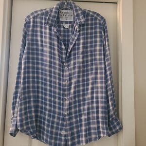 Frank & Eileen "Eileen" Button Down Shirt Blue White Plaid Modal Size M